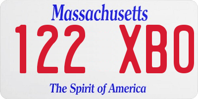 MA license plate 122XB0