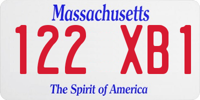 MA license plate 122XB1