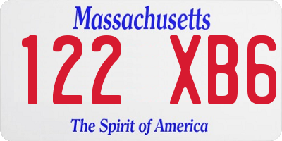 MA license plate 122XB6