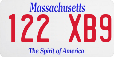 MA license plate 122XB9