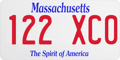 MA license plate 122XC0