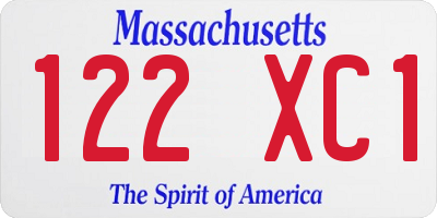 MA license plate 122XC1