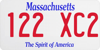 MA license plate 122XC2