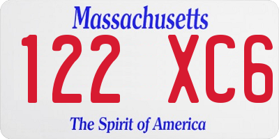 MA license plate 122XC6