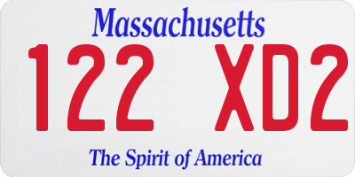 MA license plate 122XD2