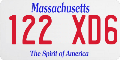 MA license plate 122XD6