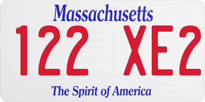 MA license plate 122XE2