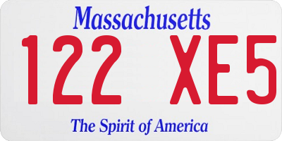 MA license plate 122XE5