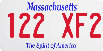 MA license plate 122XF2