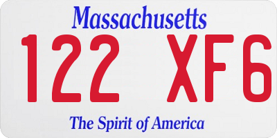 MA license plate 122XF6