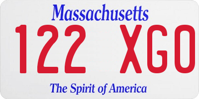 MA license plate 122XG0