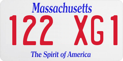 MA license plate 122XG1