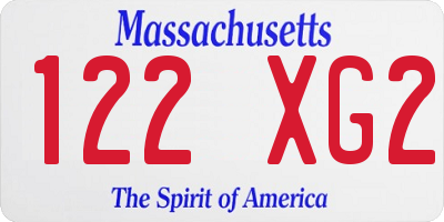 MA license plate 122XG2