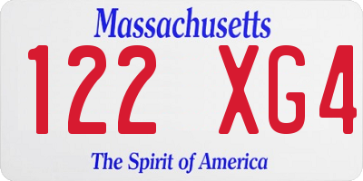 MA license plate 122XG4