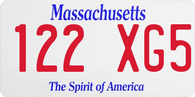 MA license plate 122XG5