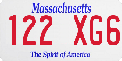 MA license plate 122XG6