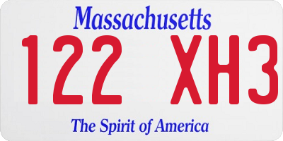 MA license plate 122XH3