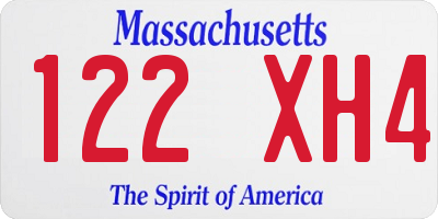 MA license plate 122XH4