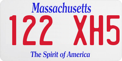 MA license plate 122XH5