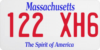 MA license plate 122XH6