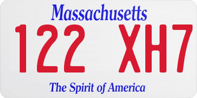 MA license plate 122XH7