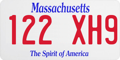 MA license plate 122XH9