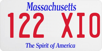MA license plate 122XI0