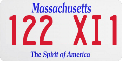 MA license plate 122XI1