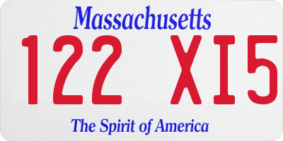 MA license plate 122XI5