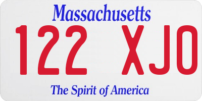 MA license plate 122XJ0