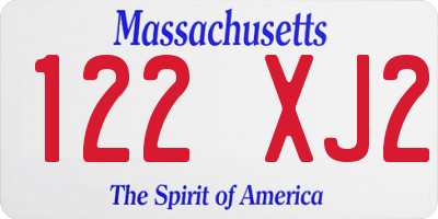 MA license plate 122XJ2