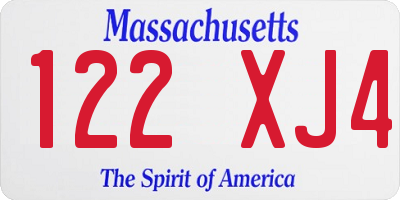 MA license plate 122XJ4