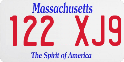 MA license plate 122XJ9