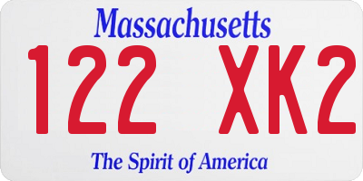 MA license plate 122XK2