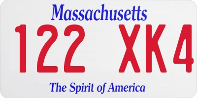 MA license plate 122XK4