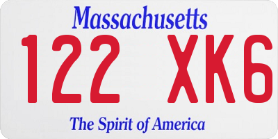 MA license plate 122XK6
