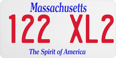 MA license plate 122XL2