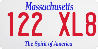 MA license plate 122XL8