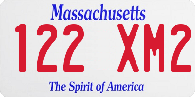 MA license plate 122XM2