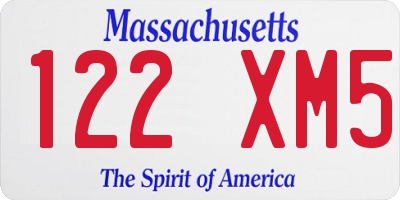 MA license plate 122XM5