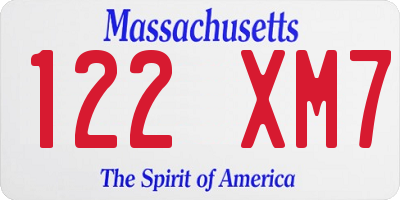 MA license plate 122XM7