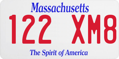 MA license plate 122XM8