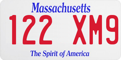 MA license plate 122XM9