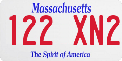 MA license plate 122XN2