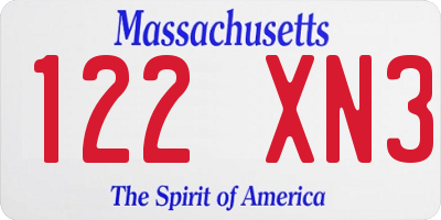 MA license plate 122XN3