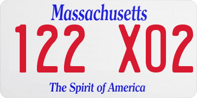 MA license plate 122XO2