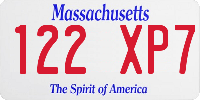 MA license plate 122XP7