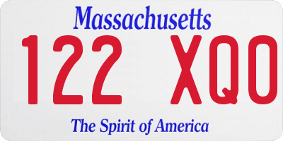 MA license plate 122XQ0