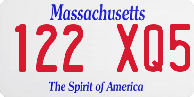 MA license plate 122XQ5