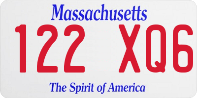 MA license plate 122XQ6